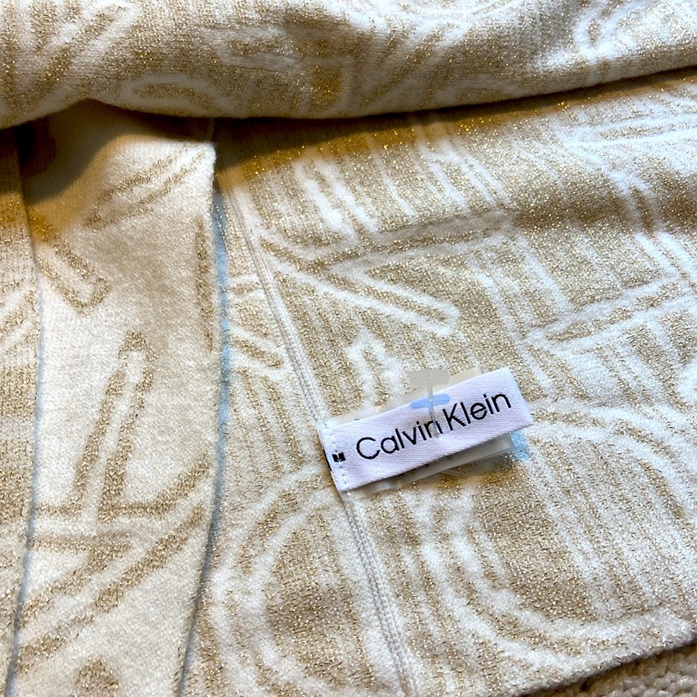 Calvin Klein Cream and Gold Infinity Scarf